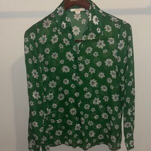 Diane Von Furstenberg Green Floral Blouse
